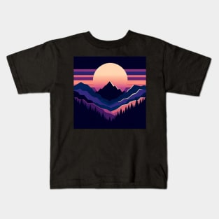 Twilight Serenity: Peaks under the Pastel Sky Kids T-Shirt